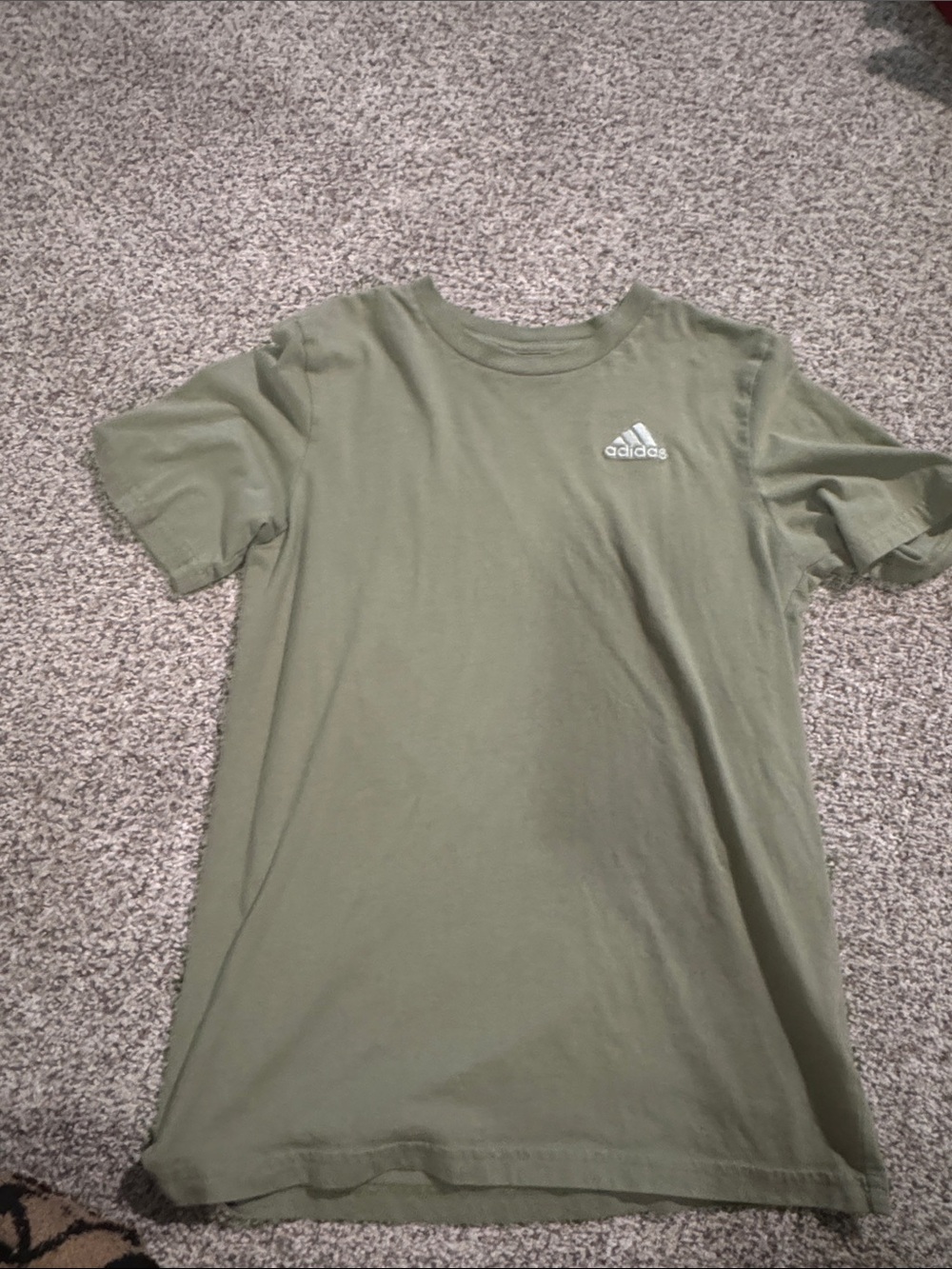 adidas Olive Green Short Sleeve Logo Tee